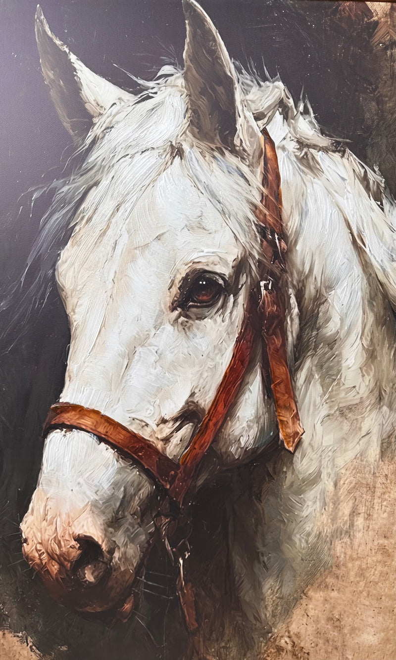 Neutral horse canvas print for country or contemporary interiors