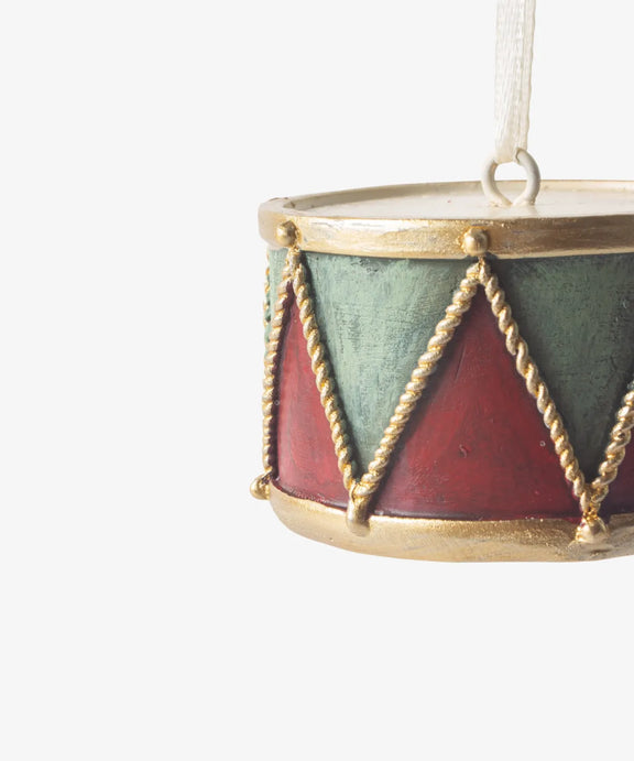 Classic hanging drum ornament for traditional Christmas styling 