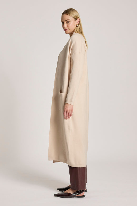 side view of women's cardigan - Zala Bisque