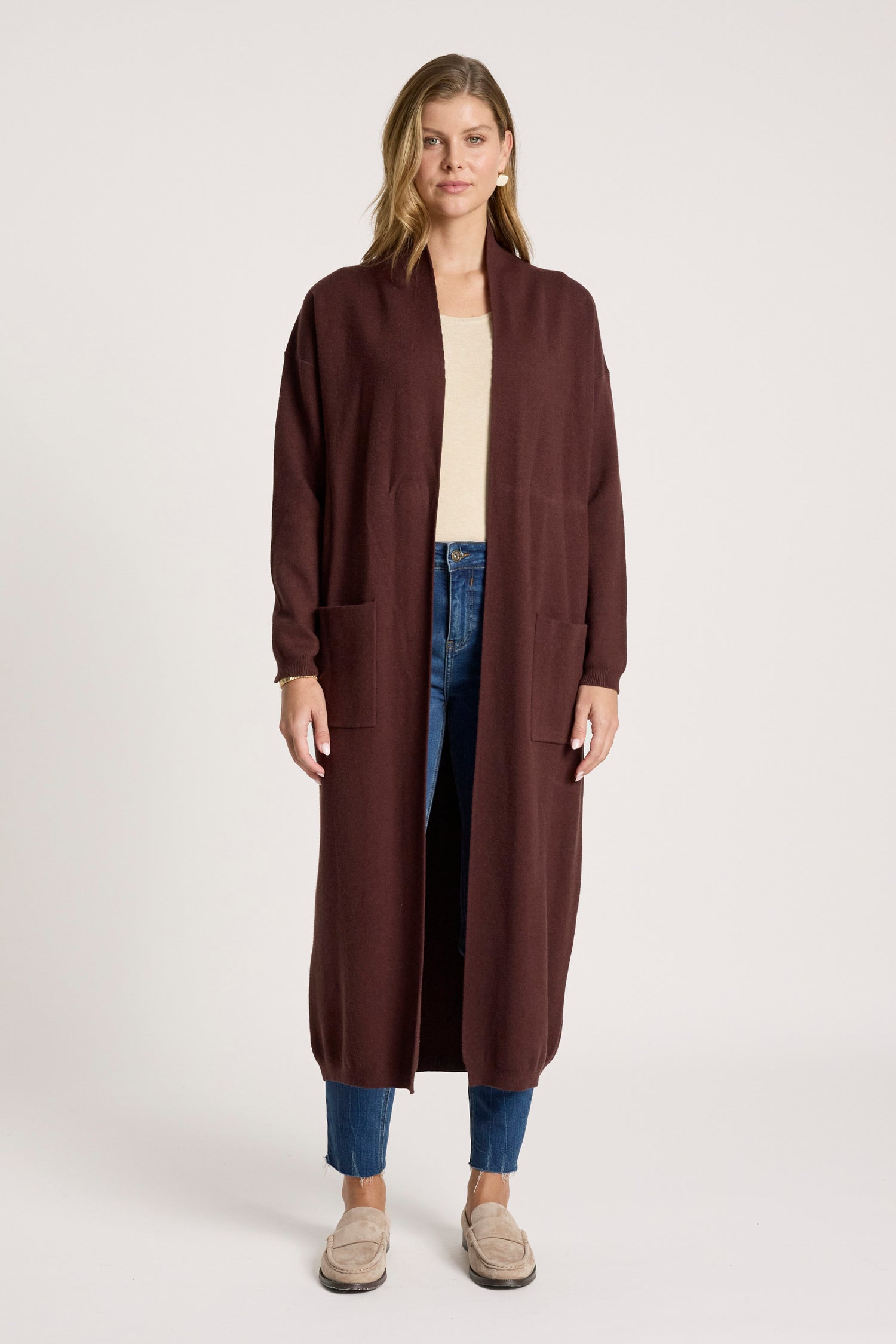 women's mahogany cardigan