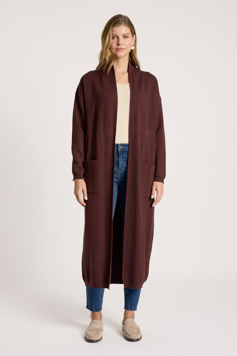 women's mahogany cardigan